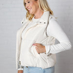 Elara Zip Up Puffer Vest - Ivory