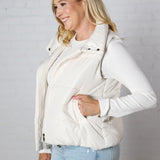 Elara Zip Up Puffer Vest - Ivory