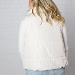 Elara Zip Up Puffer Vest - Ivory