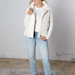 Elara Zip Up Puffer Vest - Ivory - FINAL SALE