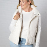 Elara Zip Up Puffer Vest - Ivory - FINAL SALE