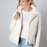 Elara Zip Up Puffer Vest - Ivory - FINAL SALE