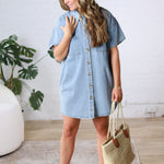 Elarae Denim Button-up Shirt Dress