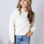 Elayne Ribbed Knit Sweater - Ivory FINAL SALE