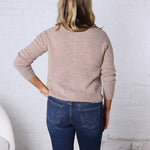 Eleanor Round Neck Wool Ribbed Cardigan - Mocha