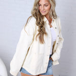 Eleni Denim Button-Up Jacket - Ecru