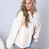 Eleni Denim Button-Up Jacket - Ecru