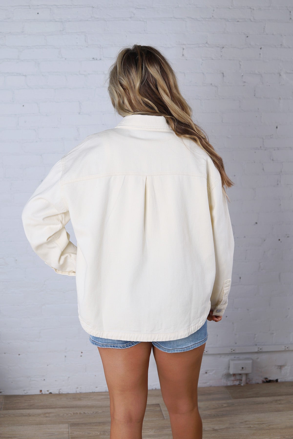 Eleni Denim Button-Up Jacket - Ecru