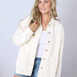 Eleni Denim Button-Up Jacket - Ecru