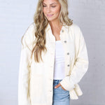 Eleni Denim Button-Up Jacket - Ecru