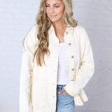 Eleni Denim Button-Up Jacket - Ecru