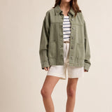Eleni Denim Button-Up Jacket - Olive