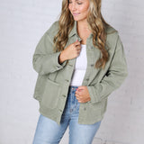 Eleni Denim Button-Up Jacket - Olive