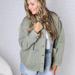 Eleni Denim Button-Up Jacket - Olive