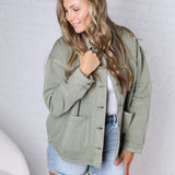 Eleni Denim Button-Up Jacket - Olive