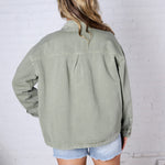 Eleni Denim Button-Up Jacket - Olive