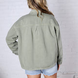 Eleni Denim Button-Up Jacket - Olive