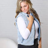 Eleri Denim Feel Zip Up Puffer Vest