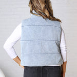 Eleri Denim Feel Zip Up Puffer Vest FINAL SALE