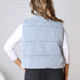 Eleri Denim Feel Zip Up Puffer Vest FINAL SALE