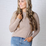 Elise Wool Blended Crewneck Sweater - Mushroom