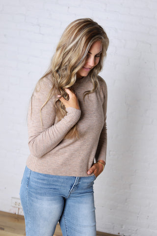 Elise Wool Blended Crewneck Sweater - Mushroom