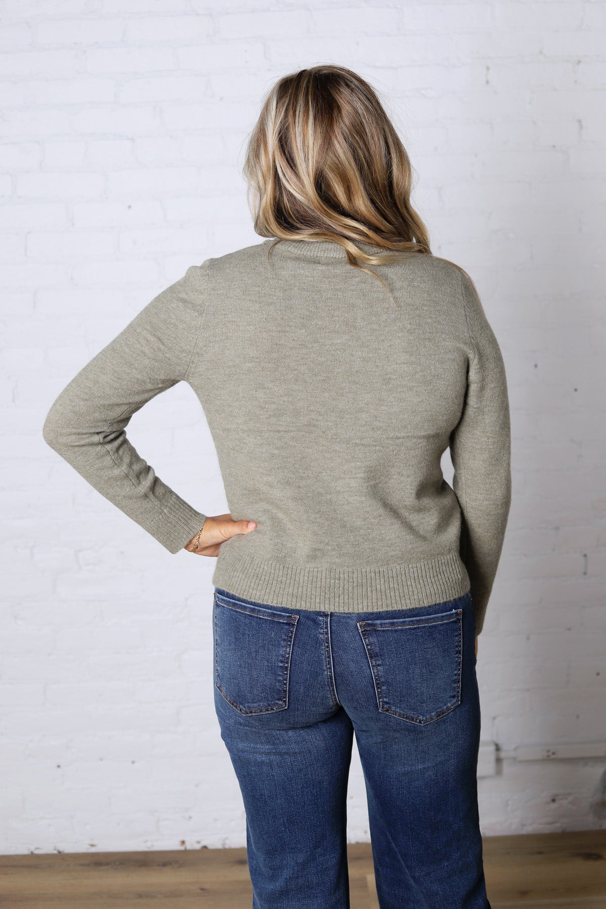 Elise Wool Blended Crewneck Sweater - Sage