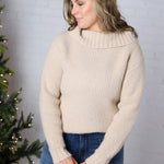 Elixie Boat Neck Long Sleeve Sweater - Taupe