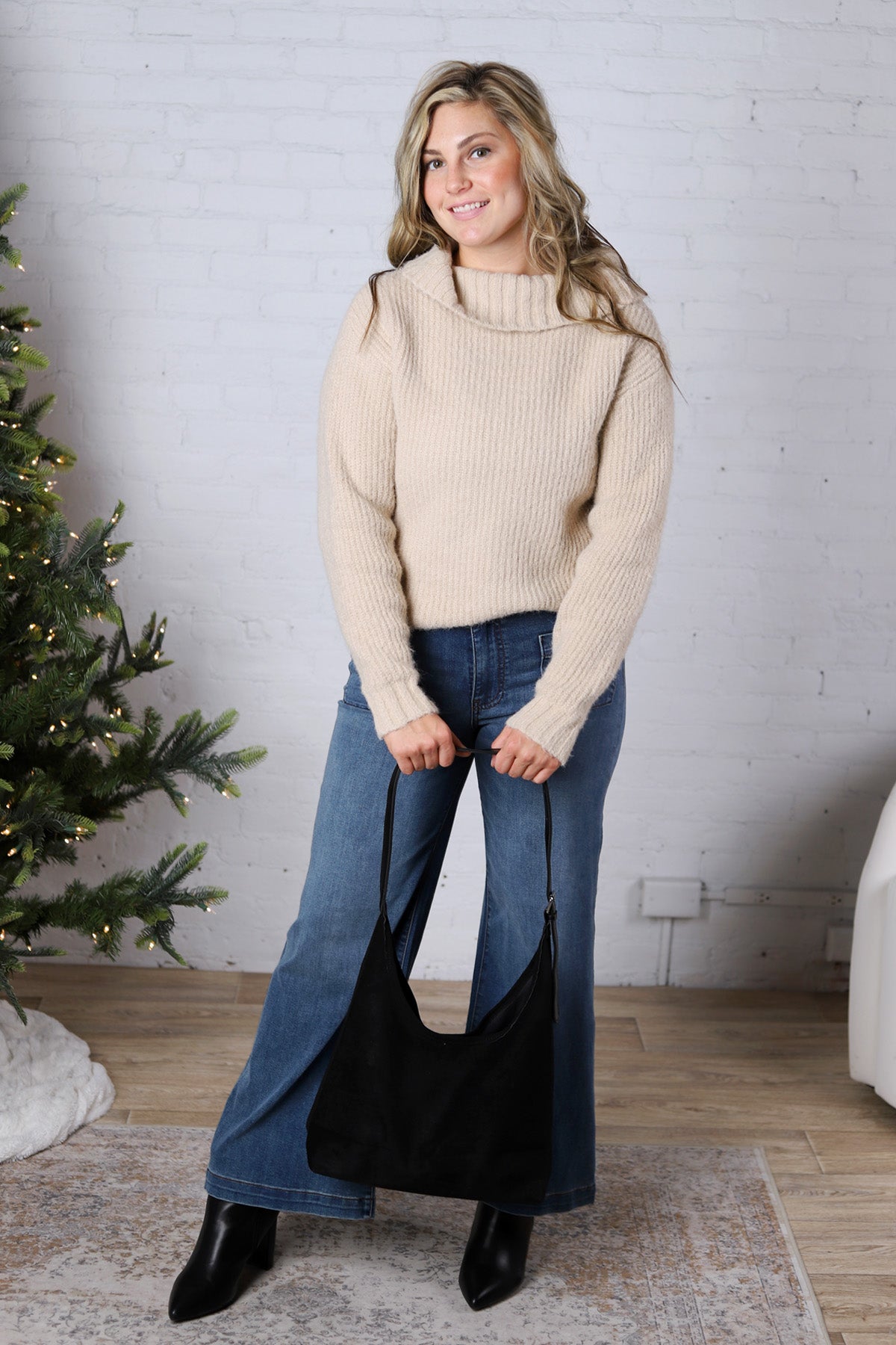 Elixie Boat Neck Long Sleeve Sweater - Taupe - FINAL SALE