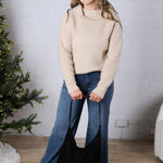 Elixie Boat Neck Long Sleeve Sweater - Taupe