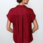 Ellara Short Sleeve Blouse - Crimson