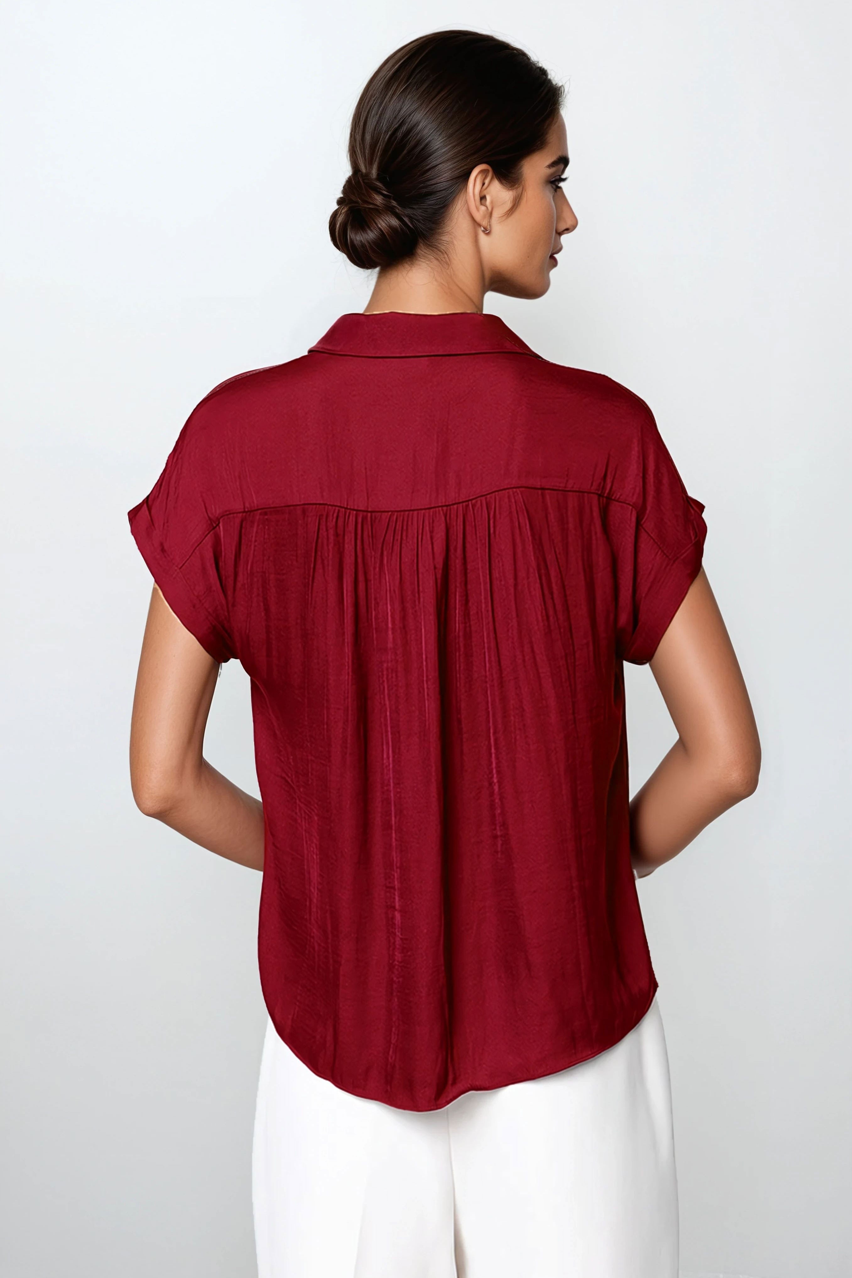 Ellara Short Sleeve Blouse - Crimson