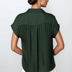 Ellara Short Sleeve Blouse - Forest Green