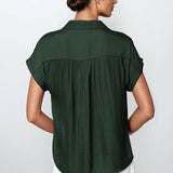 Ellara Short Sleeve Blouse - Forest Green