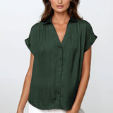 Ellara Short Sleeve Blouse - Forest Green