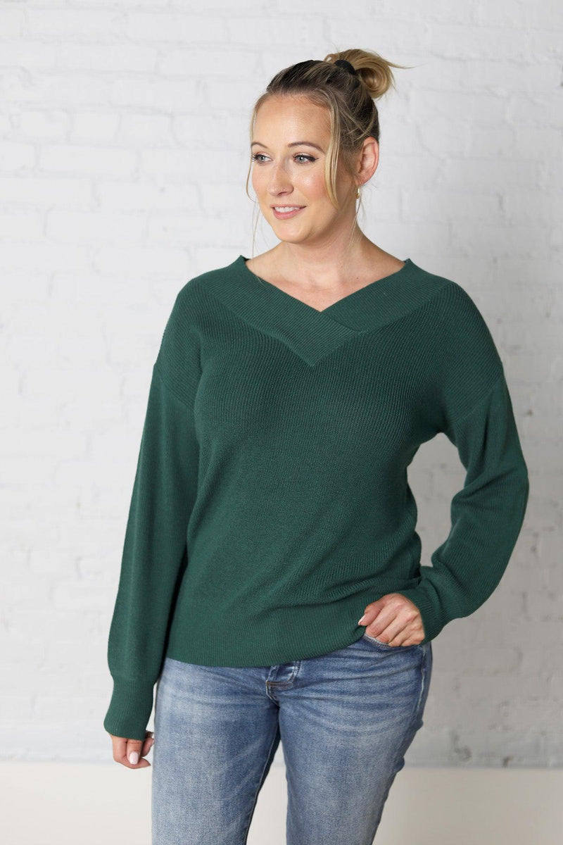 Elle Forest V-Neck Sweater