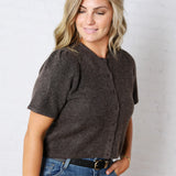 Ellery Puff Sleeve Sweater Cardigan - Brown