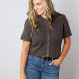 Ellery Puff Sleeve Sweater Cardigan - Brown