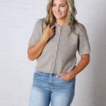 Ellery Puff Sleeve Sweater Cardigan - Charcoal Mocha