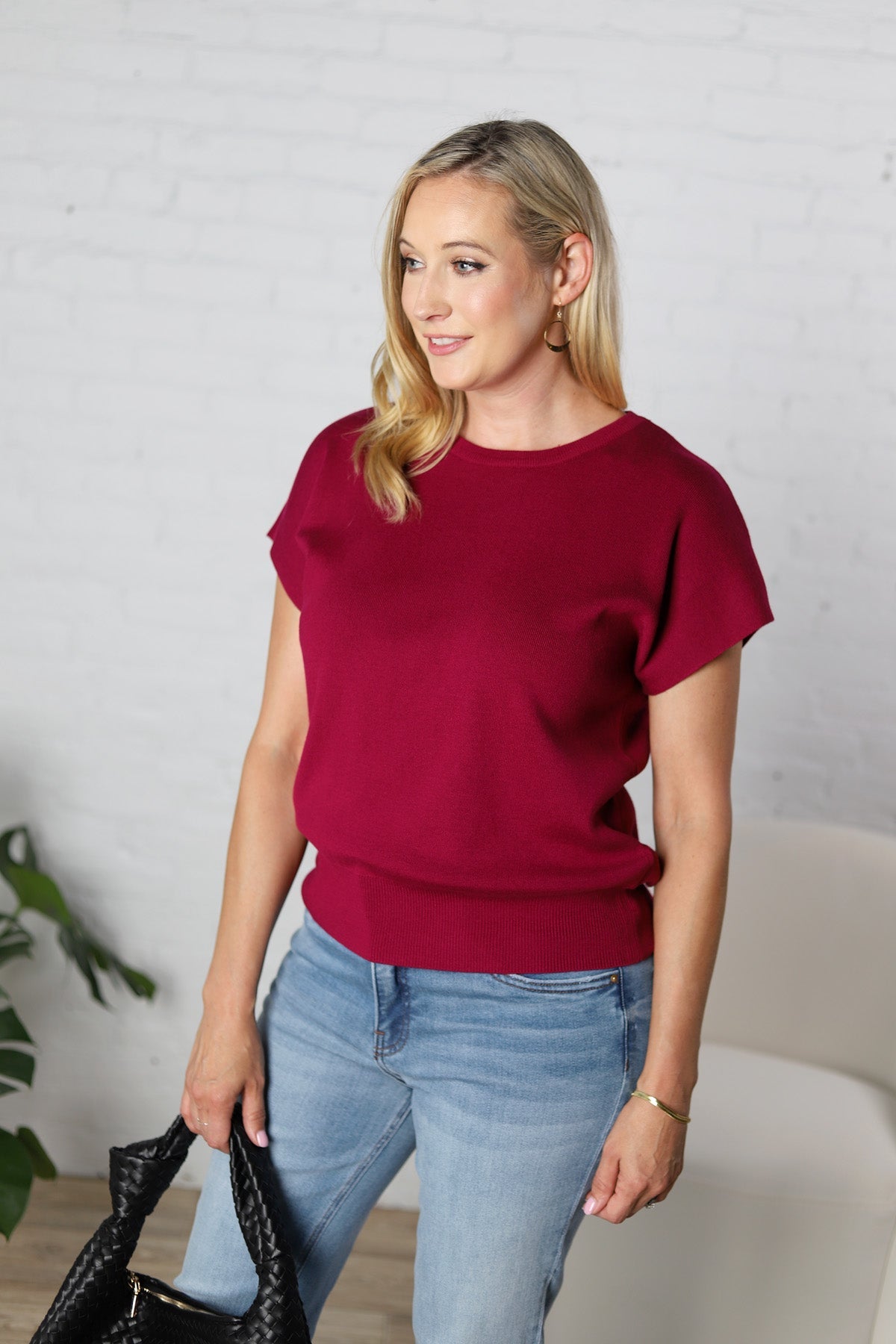 Ellie Pullover Sweater Top - Magenta