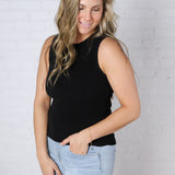 Elodie Ribbed Knit Tank - Black FINAL SALE