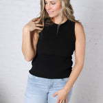 Elodie Ribbed Knit Tank - Black FINAL SALE