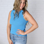 Elodie Ribbed Knit Tank - Blue
