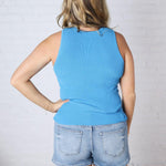 Elodie Ribbed Knit Tank - Blue