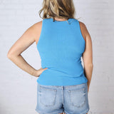 Elodie Ribbed Knit Tank - Blue
