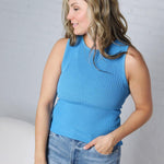 Elodie Ribbed Knit Tank - Blue FINAL SALE