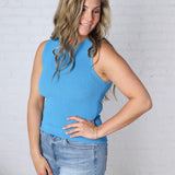 Elodie Ribbed Knit Tank - Blue FINAL SALE
