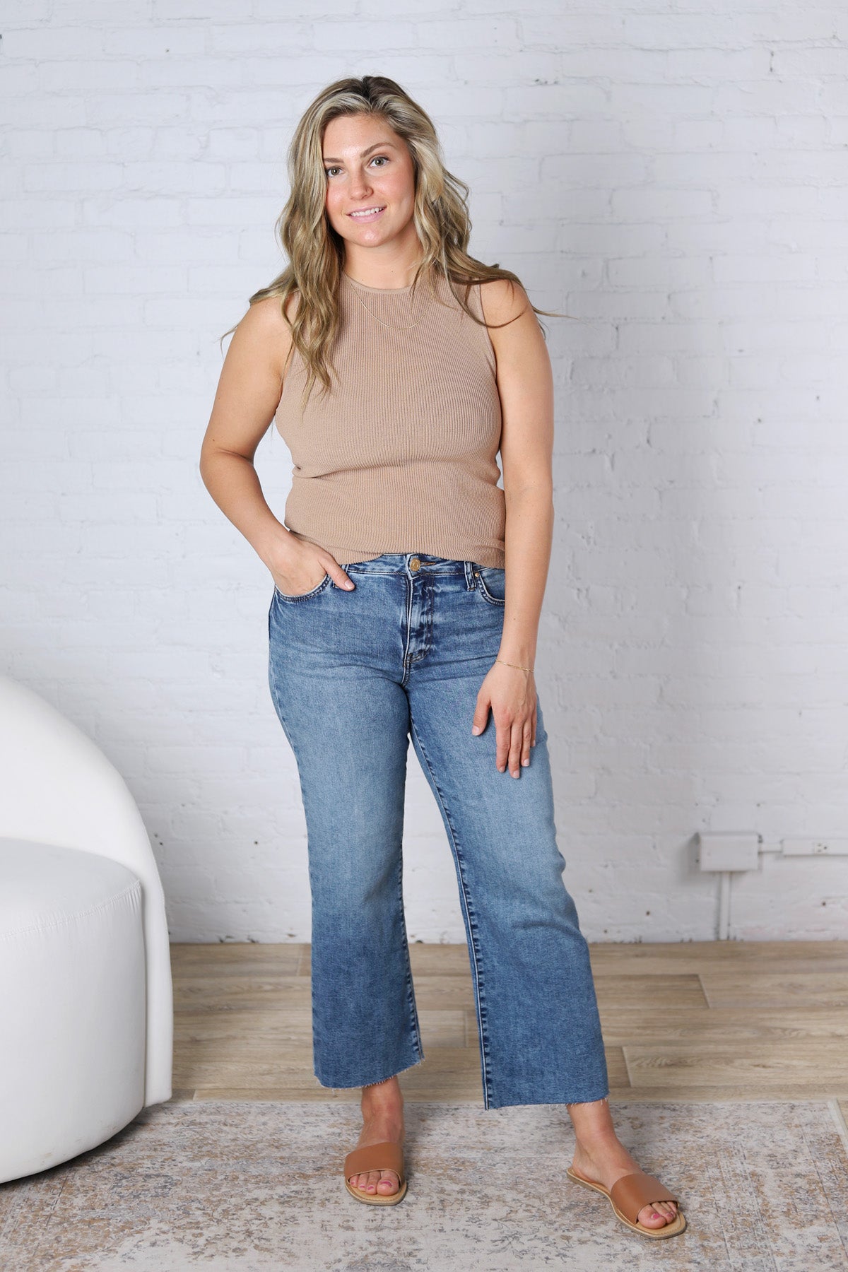 Elodie Ribbed Knit Tank - Dark Taupe