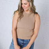 Elodie Ribbed Knit Tank - Dark Taupe