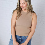 Elodie Ribbed Knit Tank - Dark Taupe FINAL SALE